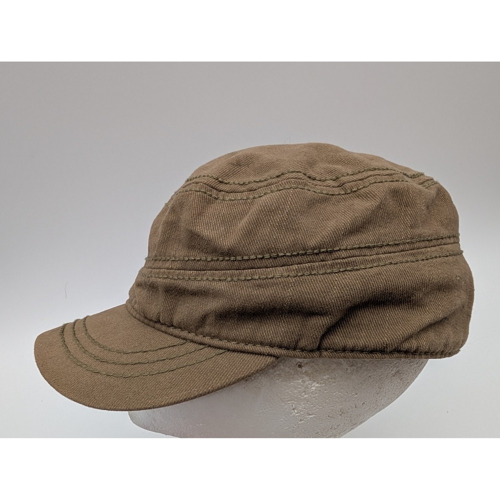 Brown Cotton Military Style Cadet Hat with Side Pocket Adjustable Strap